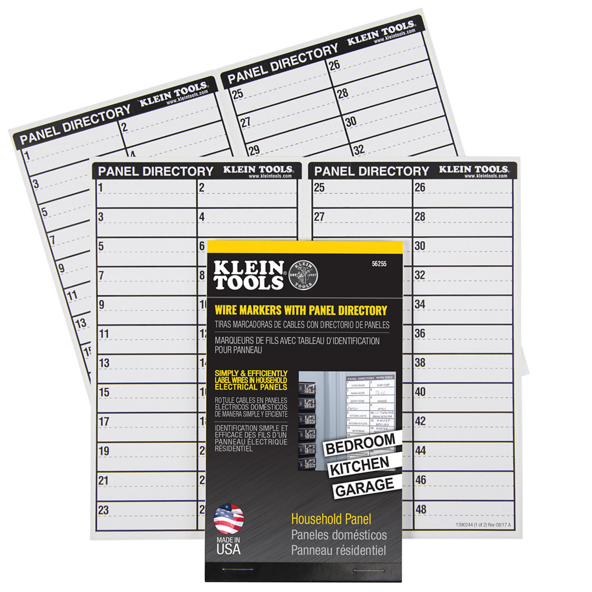 Klein Tools Wire Markers — Household Electric Panel with Directory, Vinyl Coated, Model# 56255